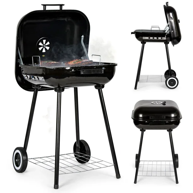 Grill de jardin avec couvercle rabattable + roulettes