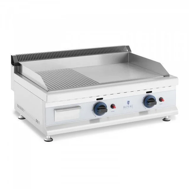 Grill double gaz - 74,5 x 40 cm - lisse / rainuré - 2 x 3100 W - gaz naturel - 0,02 bar ROYAL CATERING 10011916 RC-GGHR750