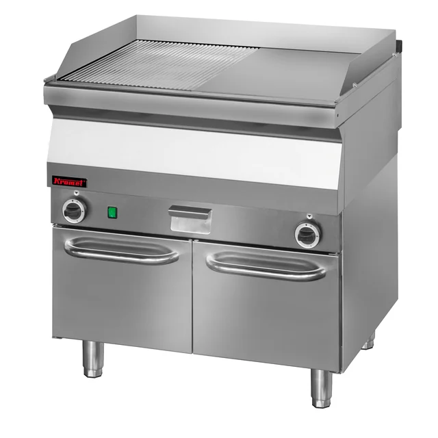 Grill plate 1/2gł. + 1/2ryf. chrome plated 800 mm 9,6kW on a closed cabinet base