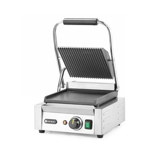 Grill simple contact, HENDI, dessus rainuré, fond lisse, 230V/1800W, 310x400x(H)510mm