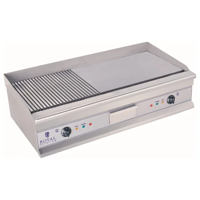 Grillplade stor op til 100cm halvrillet 2x3200W