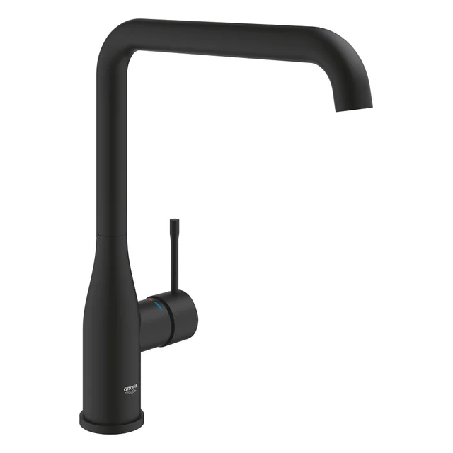 Grohe Essence grifo monomando para fregadero, caño giratorio con bloqueo en gamas 3 0° / 150° / 360°, cabezal cerámico, negro