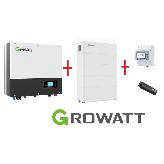 GROWATT hibrid készlet: SPH 5000TL3 3-faz+Bateria ARK 10kWh+podstawa+kontroler APX ​​​​60050+Smart mérő 3-faz+WiFi-X