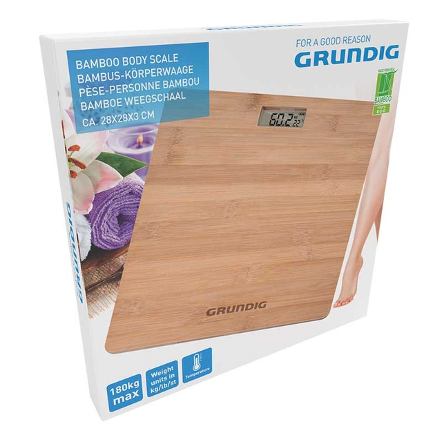 Grundig - Badrumsvåg gjord av naturlig bambu 180 kg