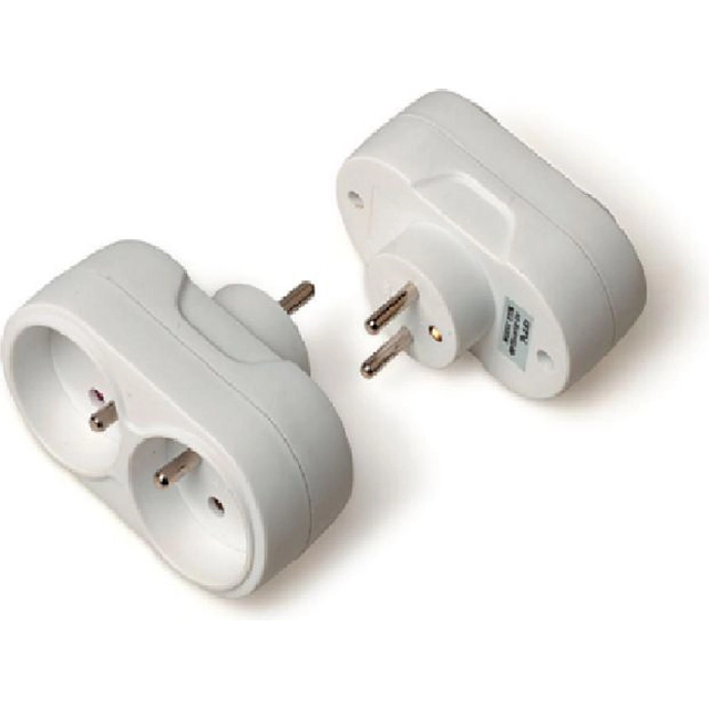 GTV Plug splitter 2x2P+Z alb AE-RU0102-00