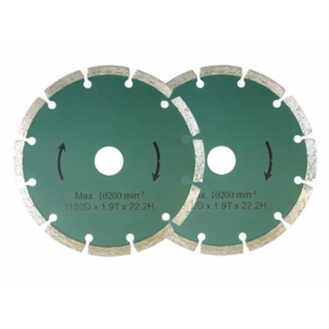 Güde 58092 disque à tronçonner diamanté 150 x 22,23 mm 2 pcs