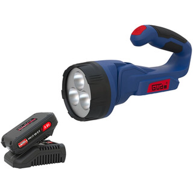 Güde L 18-0+LGAP 18-3020 uzlādējama rokas LED lampa 18 V | 260 lūmena | 1 x 2 Ah akumulators + lādētājs | Kartona kastē