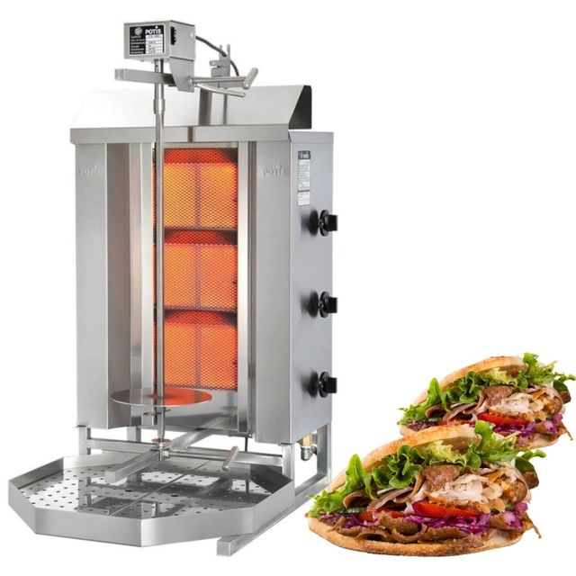 Gyros kebab maker Potis GD3 for bottled gas