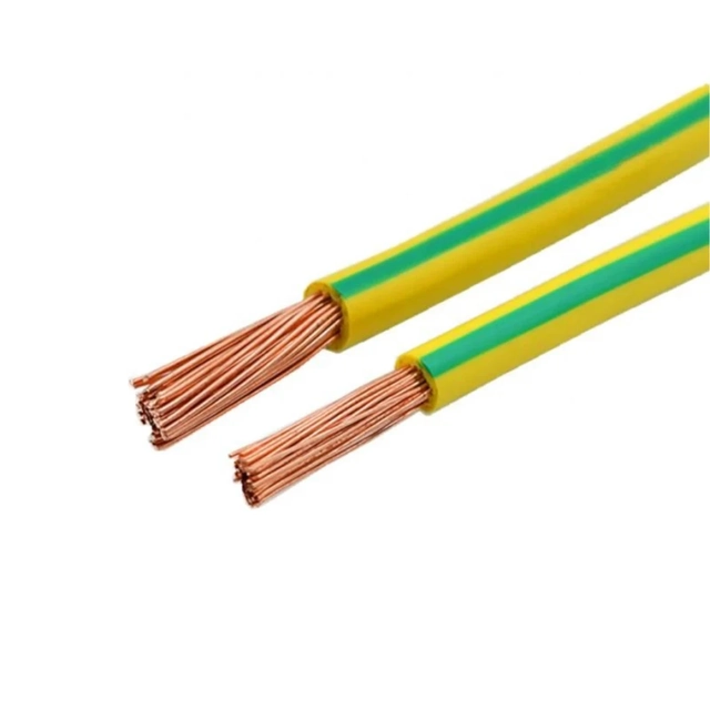 H07V-K 1x 6 verde/amarillo (100) 450/750V cable trenzado flexible de un solo núcleo (M-kh, Mkh)1 m