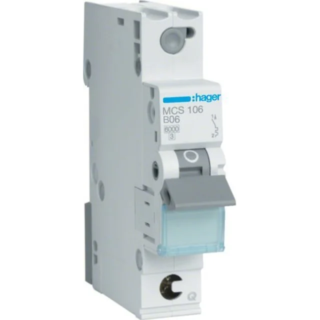 Hager MCB Circuit breaker Icn=6000A 1P C 6A QuickConnect MCS106