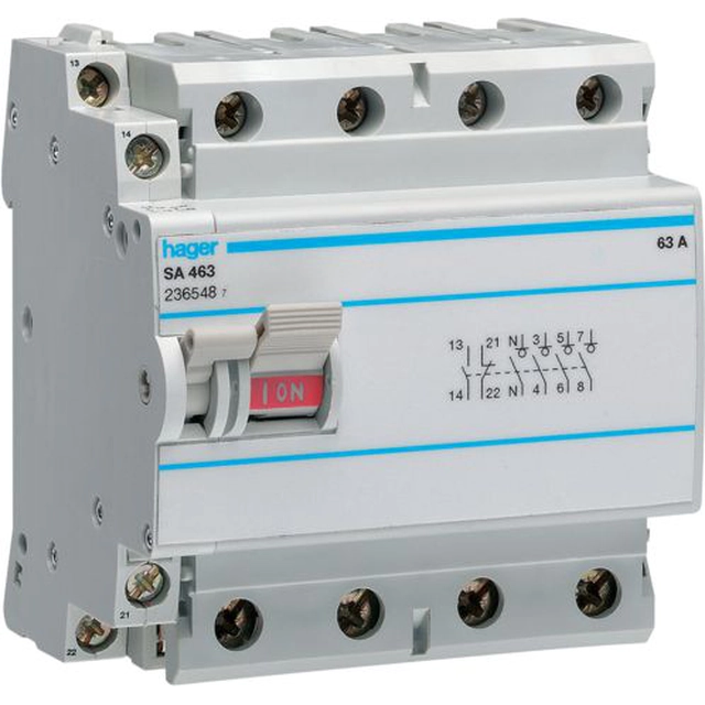 Hager Modular-Trennschalter 63A 4P Auslösung möglich (SA463)