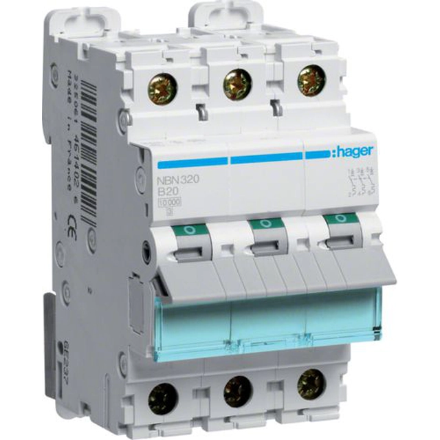 Hager Wyłącznik nadprądowy 3P B 20A 10kA AC (NBN320)