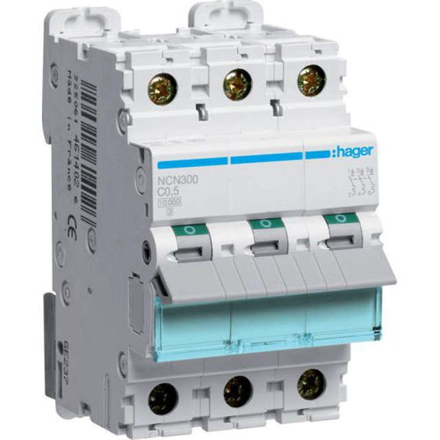 Hager Wyłącznik nadprądowy 3P C 0,5A 10kA AC (NCN300)