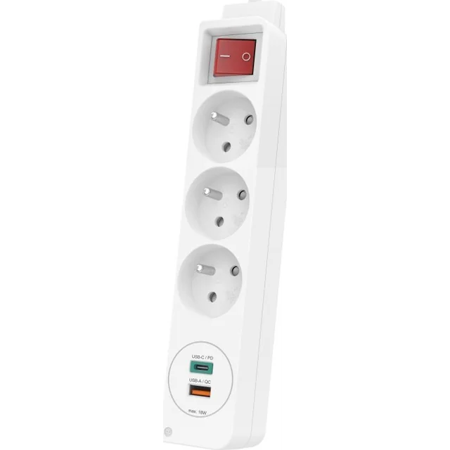 Hama power strip 3gn 3 sockets 1.4 m white (441337570000)