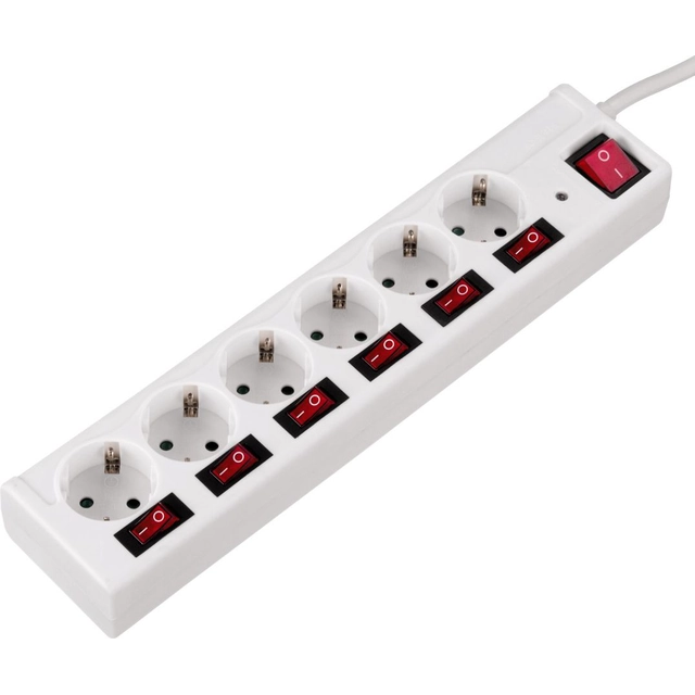 Hama Socket Line apsaugos nuo viršįtampių maitinimo juosta 6 lizdai 1.4 m balta (121947)