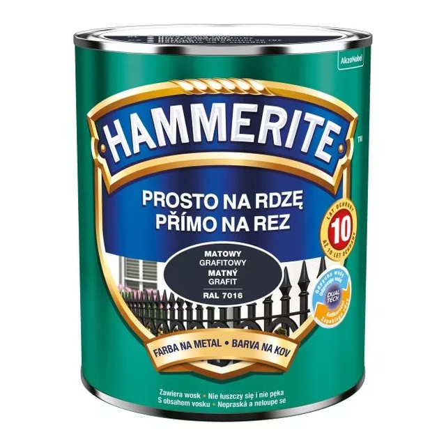 Hammerite kovinska barva, mat grafit 2,5L