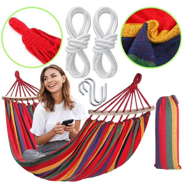 Hammock 1-osobowy with crossbar 40cm 400257 Red