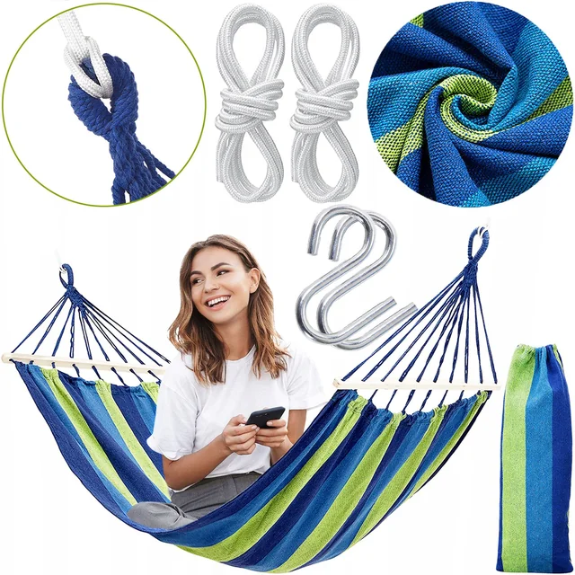 Hammock 1-osobowy with crossbar 80cm 480144B BLUE