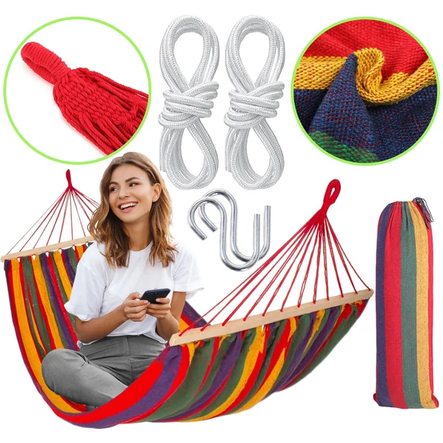 Hammock 2-osobowy with crossbar 80cm 480145A RED