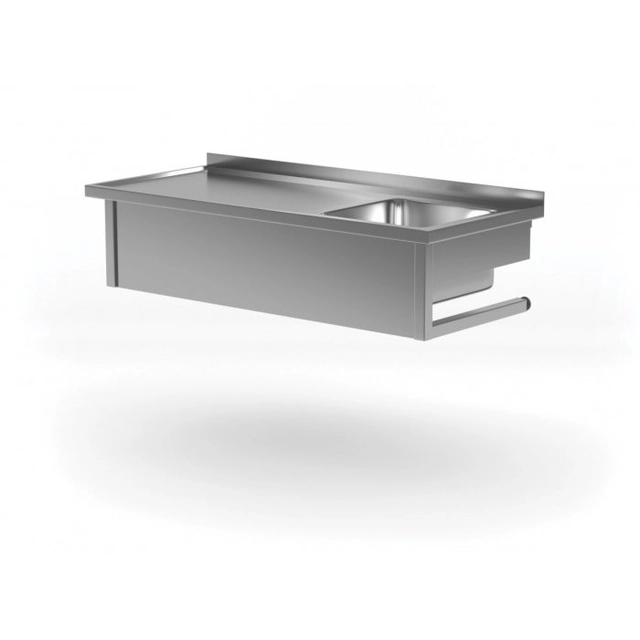 Hängbord med handfat - fack till höger 1400 x 600 x 300 mm POLGAST 211146-WI-P 211146-WI-P