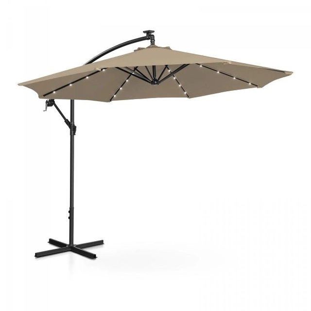 Hanging garden umbrella - Ø300 cm - beige - LED UNIPRODO 10250083 UNI_UMBRELLA_R300TAL