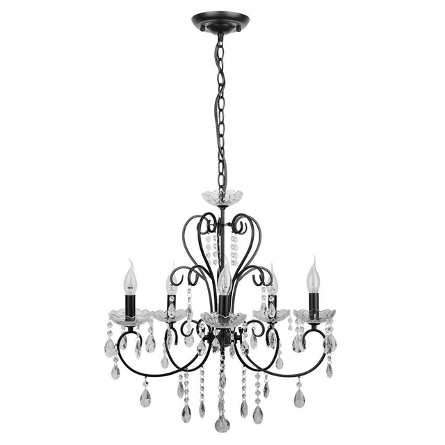 Hanging lamp black with 5xE14 Aurora 35-73730 crystals