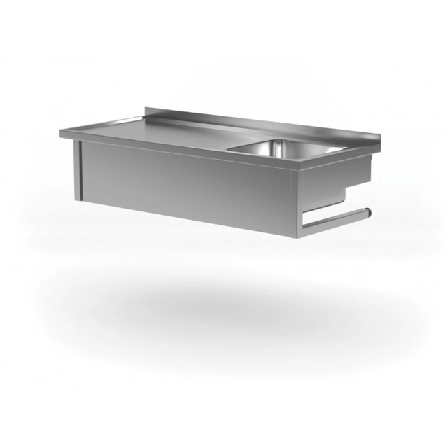 Hanging table with sink - compartment on the right 1000 x 600 x 300 mm POLGAST 211106-WI-P 211106-WI-P