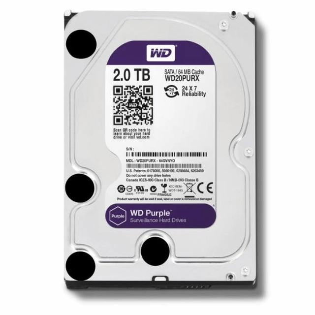 HDD interno Sorveglianza Western Digital Viola 2TB WD20PURX