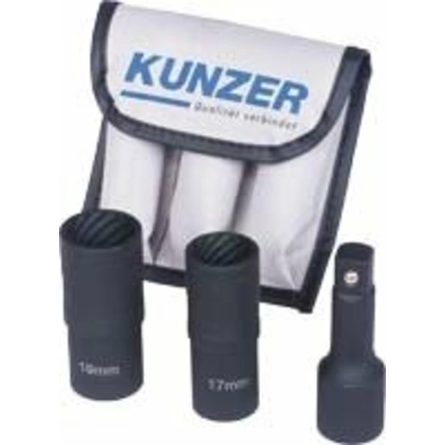Heads for damaged or safety wheel bolts, sizes 17 and 19 mm, set of 3 - Kunzer