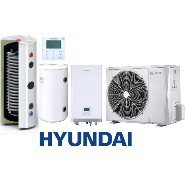 Heat pump set: HYUNDAI Split 12kW+ SL buffer tank 245L + SOLITANK hot water tank 245L with coil 3,83m4