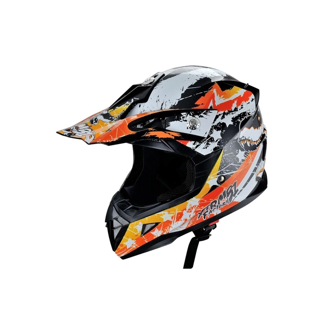 HECHT 53915L, ATV motociklistička kaciga s punim licem, dizajn mozaika, ABS materijal, veličina L 59-60 cm, narančasta