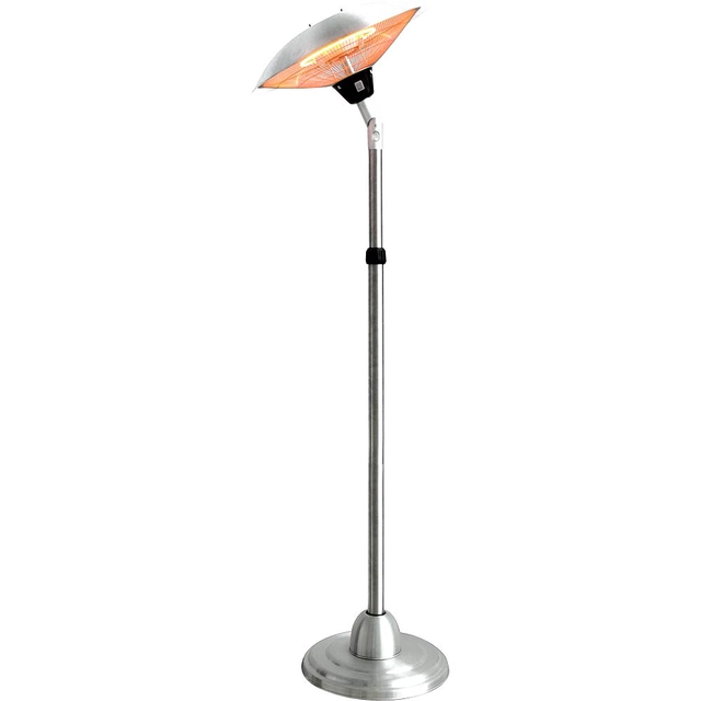 Height-adjustable heating umbrella, broken head