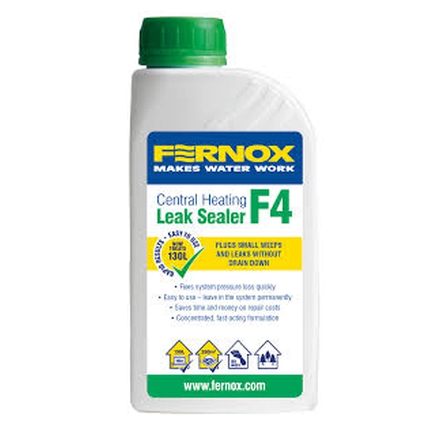 Hermetikas vamzdžiams Fernox, Leak Sealer F4 (skystas) vidinių protėkių, 500m