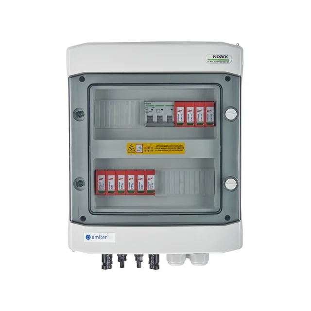 Hermetische EMITER DC/AC-schakelbord met Dehn DC-overspanningsafleider 1000V type 2, 2 x PV-reeks, 2 x MPPT, AC-overspanningsafleider type 2, B16A %p6/ %