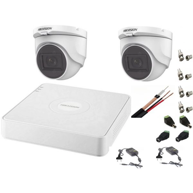 Hikvision audio-video indoor surveillance system 2 Turbo HD cameras 2MP DVR 4 channels