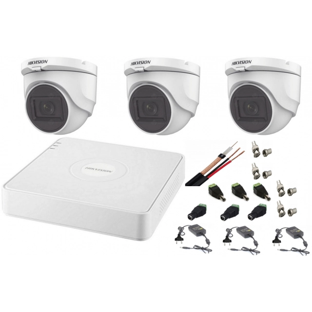 Hikvision audio-video indoor surveillance system 3 Turbo HD cameras 2MP DVR 4 channels