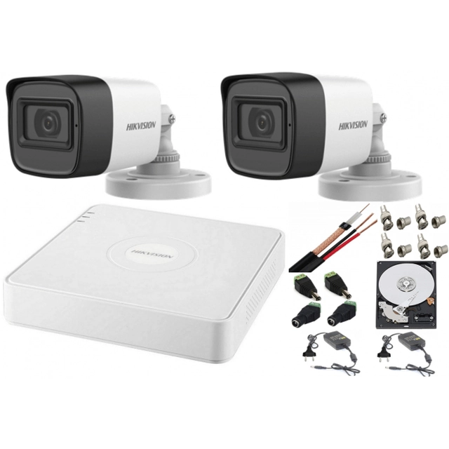 Hikvision audio-video valvesüsteem 2 Turbo HD kaamerad 2MP DVR 4 kanalid, HDD 500GB