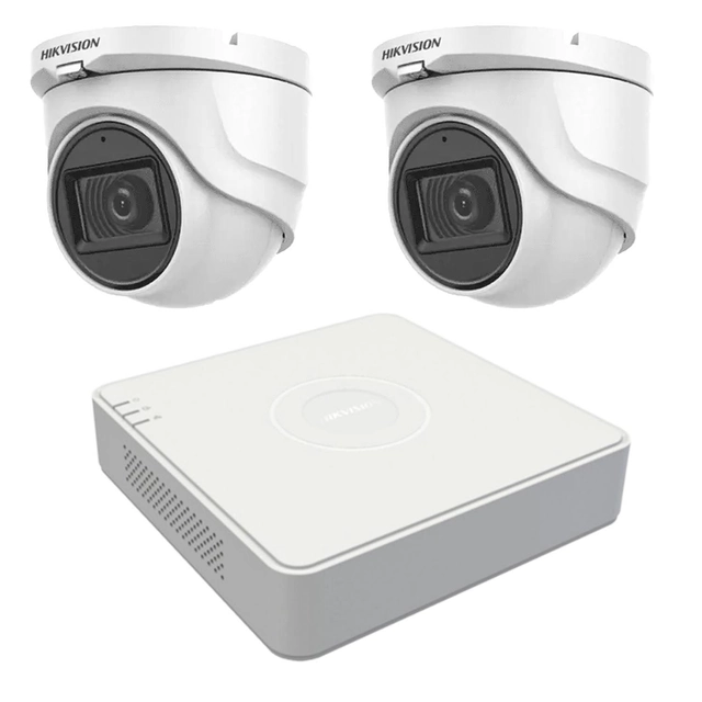 Hikvision-bewakingssysteem 2 binnencamera's 5MP, lens 2.8mm, IR 30m, geïntegreerde audio, DVR 4 TurboHD-kanalen