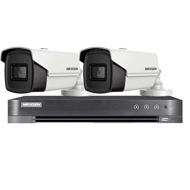 HIKVISION-bewakingssysteem 2 camera's 8MP 4 in 1, IR 60m, DVR 4 kanalen 4K 8MP