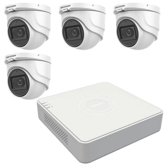 Hikvision-bewakingssysteem 4 binnencamera's 5MP, lens 2.8mm, IR 30m, geïntegreerde audio, DVR 4 TurboHD-kanalen