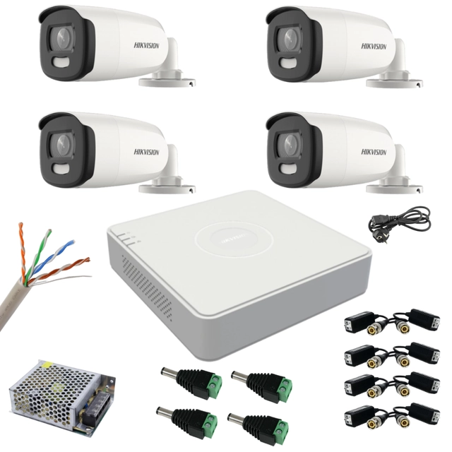 Hikvision-bewakingssysteem 4 camera's 5MP ColorVu, kleur 's nachts 40m DVR met 4 kanalen 8MP Accessoires meegeleverd