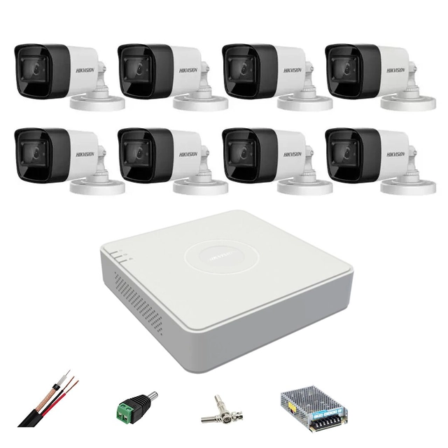 Hikvision bewakingssysteem 8 buitencamera's 8MP, 4 in 1, IR 30m, DVR 8 kanalen 4K 8MP, accessoires