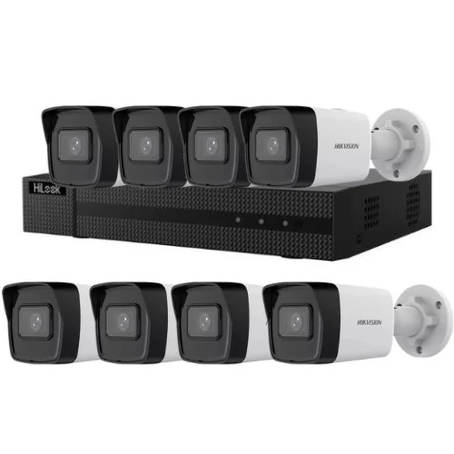 Hikvision HiLook megfigyelőkészlet 8 IP kamerák 4MP PoE IR 30m IP67 és NVR 8 csatornák 6MP PoE 1 SATA port