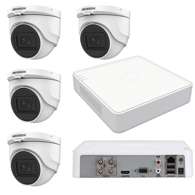 Hikvision iekštelpu novērošanas sistēma 4 kameras 2MP, 2.8mm, IR 30m, 4 1, DVR 4 TurboHD kanāli