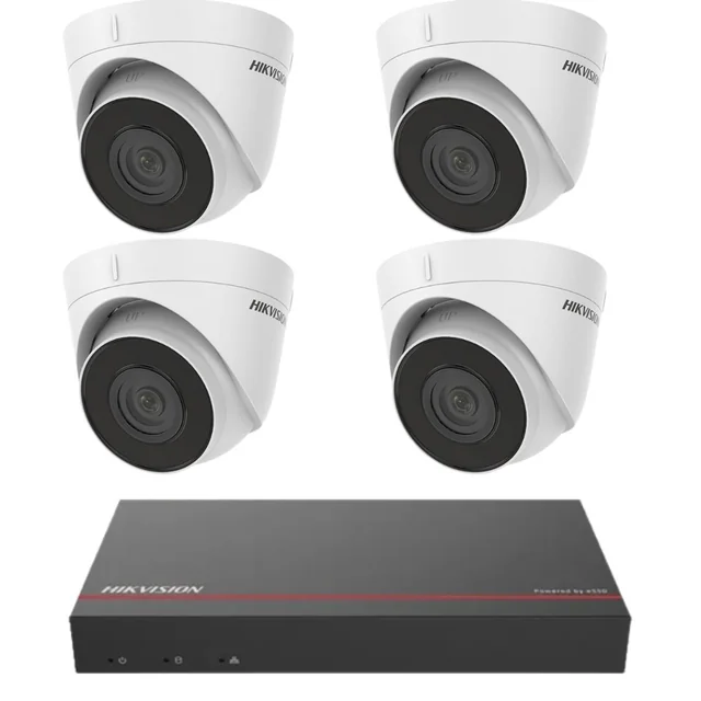 Hikvision комплект за наблюдение 4 IP камери 2MP IR30m PoE NVR 4 канали 4MP SSD 1TB Предварителен монтаж