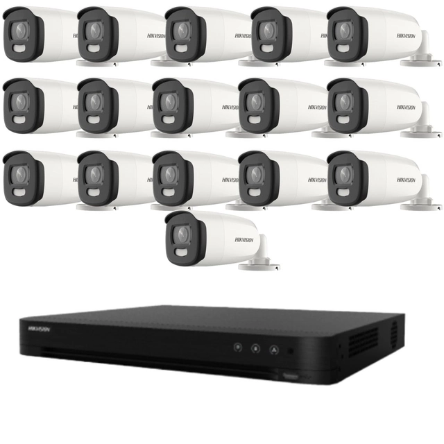 Hikvision megfigyelőkészlet 16 kamera 5MP ColorVu, Színes éjszakai 40m, DVR 16 csatornákkal 8MP