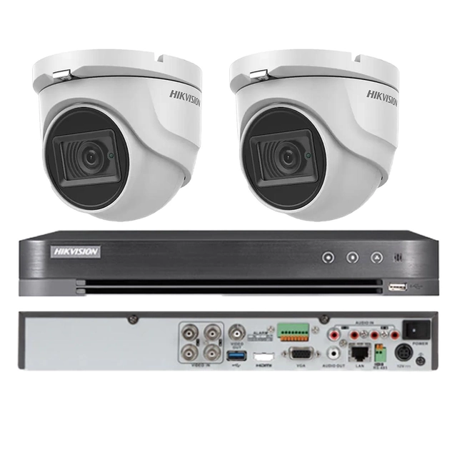 Hikvision megfigyelőkészlet 2 beltéri kamerák 4 in 1, 8MP, 2.8mm, IR 30m, DVR 4 csatornák 4K 8MP