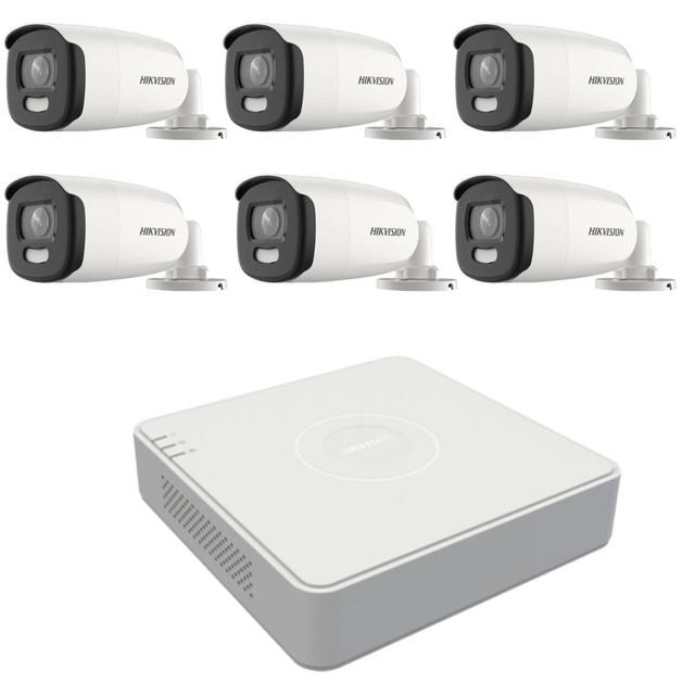 Hikvision megfigyelőkészlet 6 kamera 5MP ColorVu, Színes éjszakai 40m, DVR 8 csatornákkal 8MP