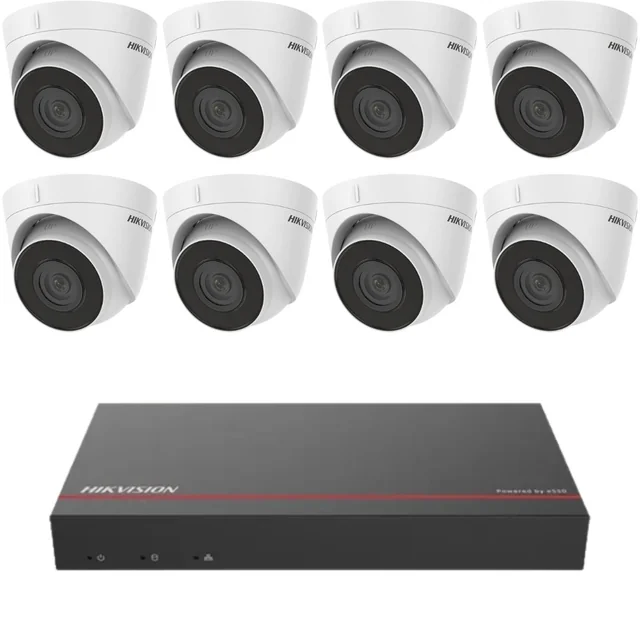 Hikvision overvågningssystem 8 IP-kameraer 2MP IR 30M NVR 8 PoE-kanaler SSD 1TB forudinstalleret