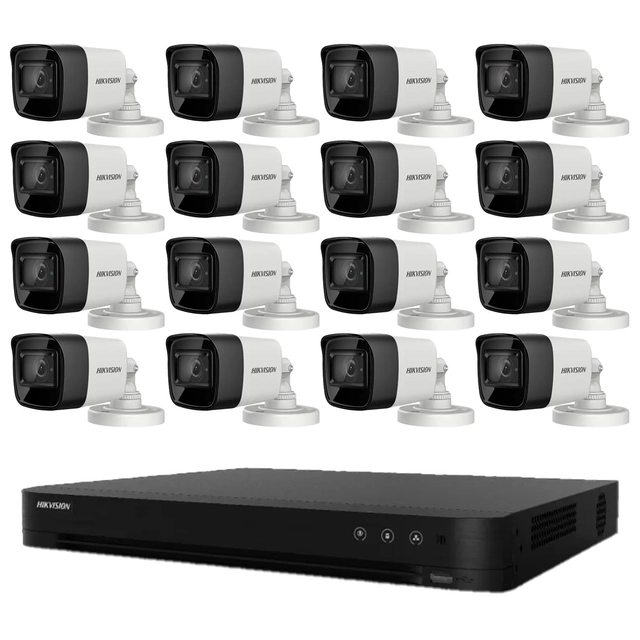 Hikvision övervakningssystem 16 kameror 8MP 4 i 1, 2.8mm, IR 30m, DVR 16 kanaler 4K